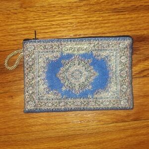 Embroided Greece Coin Purse - Gold And Blue